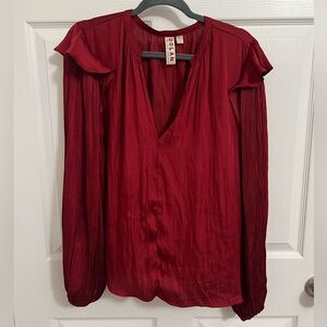 Anthropologie Dolan Silky Long Sleeve Blouse; size XL